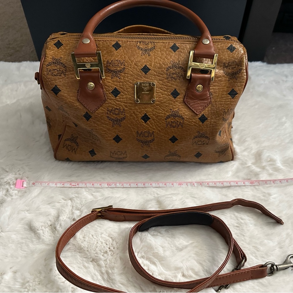 MCM Visetos Boston Medium Bag with original strap included